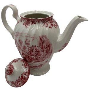 Johnson Bros Coaching Scenes Coffee Teapot Ironstone Leaving the Village England